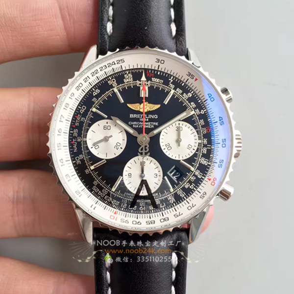 【JF厂】百年灵Breitling 航空计时 皮带黑盘 7750计时腕表