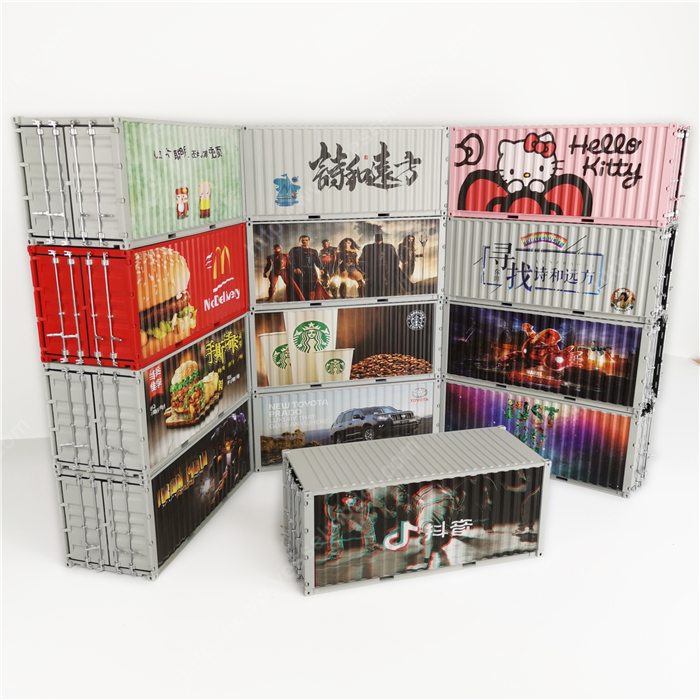 1:20创意涂鸦集装箱水墨画集装箱纸巾盒笔筒模型制作