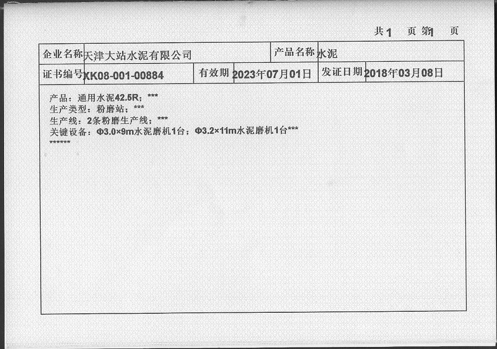 生产许可证副本附件 