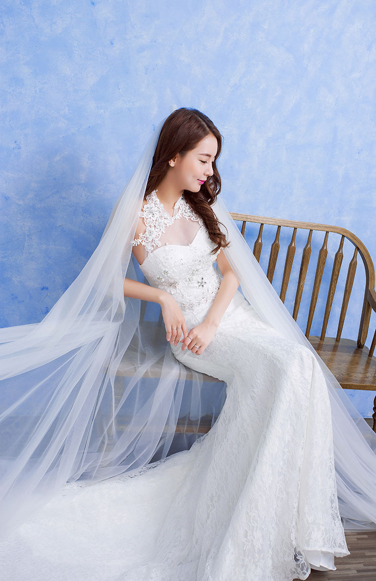 新款新娘婚纱韩式蕾丝鱼尾裙