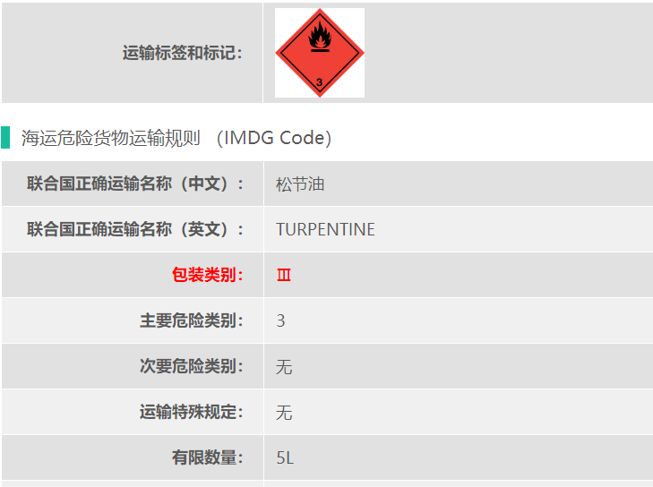 3类危险品松油上海危险品货代