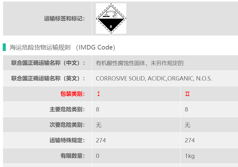 8类危险品海运UN3261解胶盐