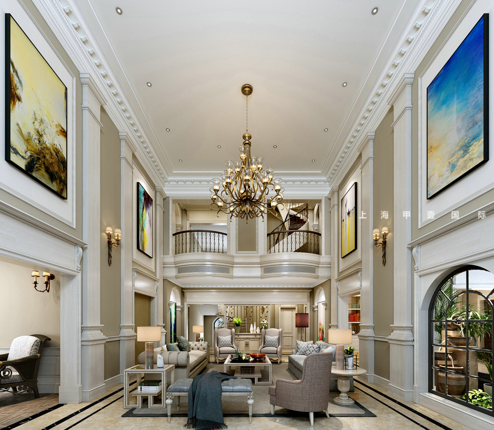 上海松江法式別墅裝修案例效果圖設計公司